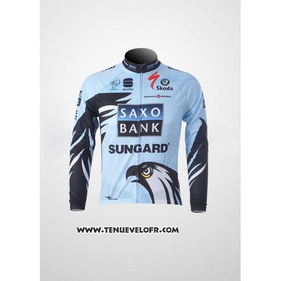 2011 Maillot Ciclismo Saxo Bank Bleu Clair Manches Longues et Cuissard